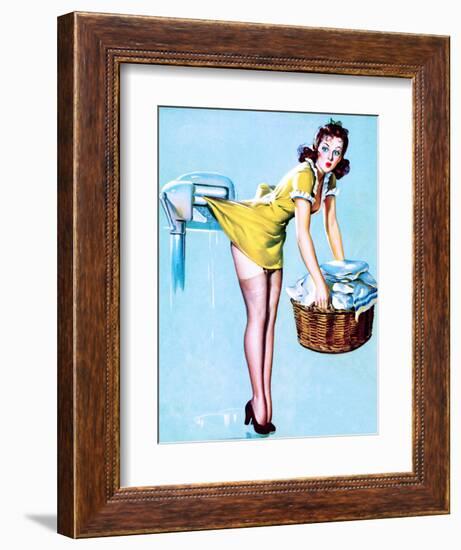 Belle Wringer Pin-Up 1941-Gil Elvgren-Framed Art Print