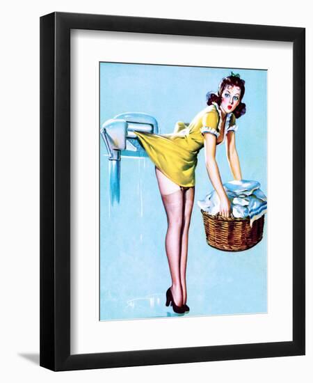 Belle Wringer Pin-Up 1941-Gil Elvgren-Framed Art Print