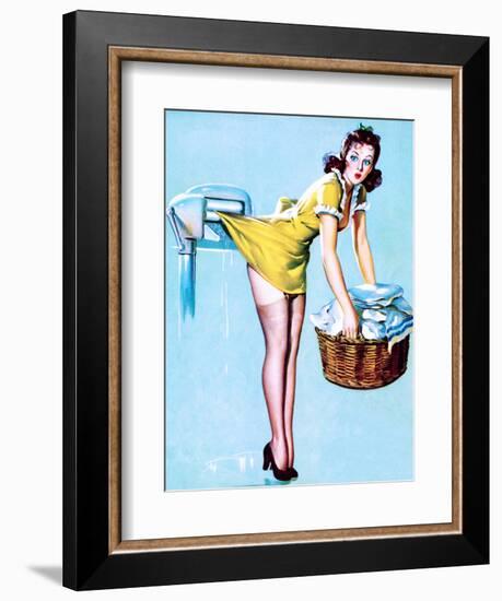 Belle Wringer Pin-Up 1941-Gil Elvgren-Framed Art Print