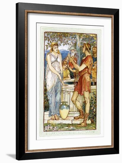 Bellerophon at the fountain-Walter Crane-Framed Giclee Print