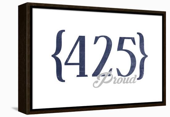 Bellevue, Washington - 425 Area Code (Blue)-Lantern Press-Framed Stretched Canvas