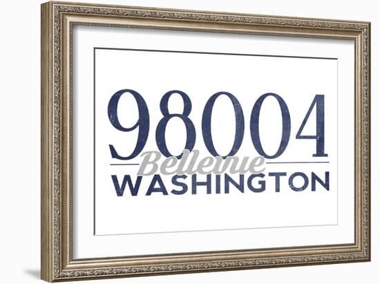 Bellevue, Washington - 98004 Zip Code (Blue)-Lantern Press-Framed Art Print