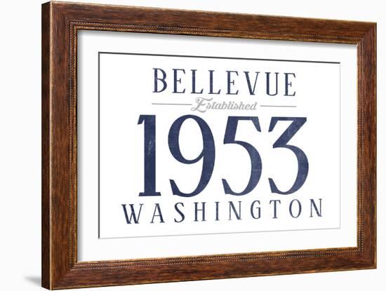 Bellevue, Washington - Established Date (Blue)-Lantern Press-Framed Art Print