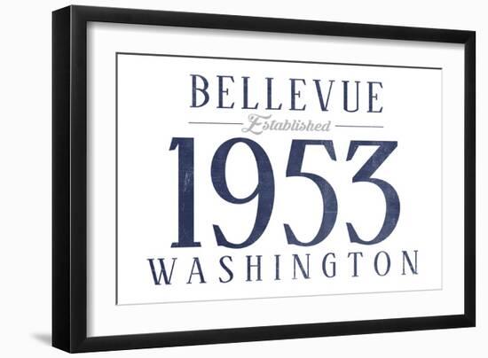 Bellevue, Washington - Established Date (Blue)-Lantern Press-Framed Art Print