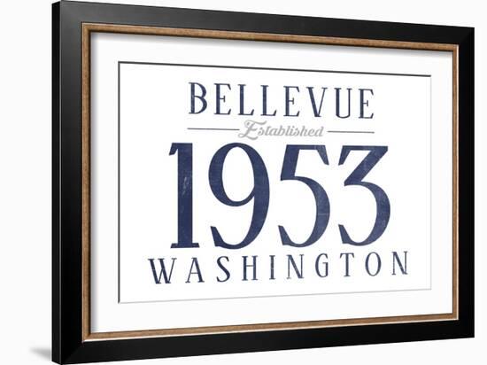 Bellevue, Washington - Established Date (Blue)-Lantern Press-Framed Art Print