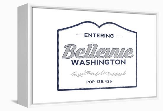 Bellevue, Washington - Now Entering (Blue)-Lantern Press-Framed Stretched Canvas