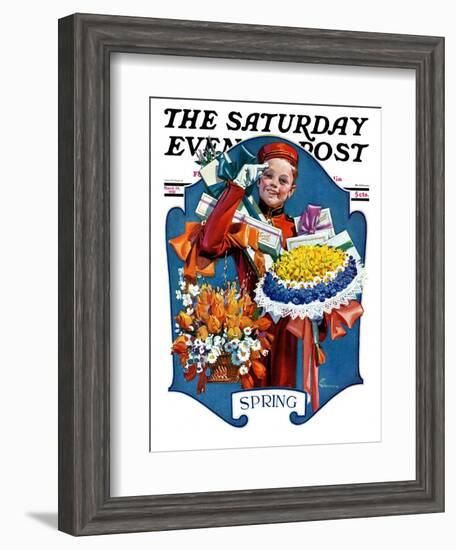 "Bellhop and Bouquets," Saturday Evening Post Cover, March 29, 1930-Elbert Mcgran Jackson-Framed Giclee Print