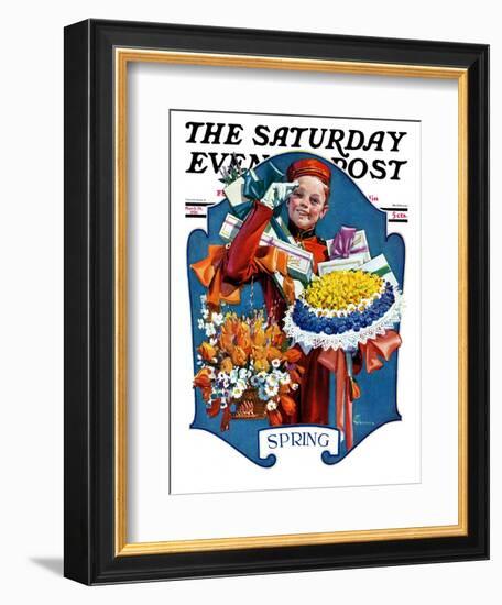 "Bellhop and Bouquets," Saturday Evening Post Cover, March 29, 1930-Elbert Mcgran Jackson-Framed Giclee Print