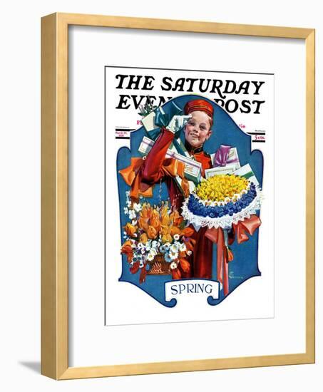 "Bellhop and Bouquets," Saturday Evening Post Cover, March 29, 1930-Elbert Mcgran Jackson-Framed Giclee Print