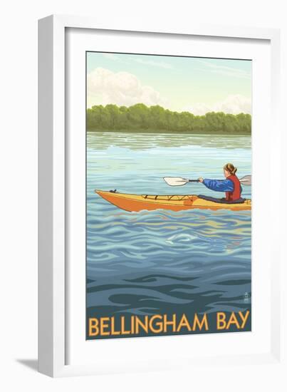 Bellingham Bay, Washington - Kayak Scene-Lantern Press-Framed Art Print