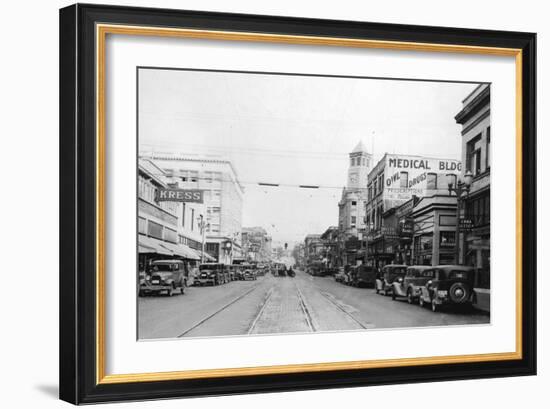 Bellingham, WA Main Street Scene Downtown Photograph - Bellingham, WA-Lantern Press-Framed Art Print