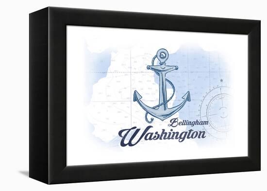 Bellingham, Washington - Anchor - Blue - Coastal Icon-Lantern Press-Framed Stretched Canvas