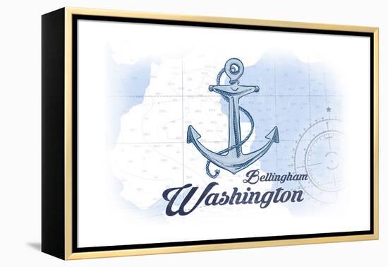 Bellingham, Washington - Anchor - Blue - Coastal Icon-Lantern Press-Framed Stretched Canvas