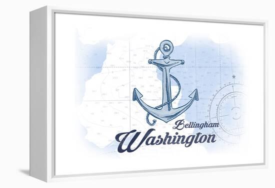 Bellingham, Washington - Anchor - Blue - Coastal Icon-Lantern Press-Framed Stretched Canvas