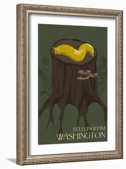 Bellingham, Washington - Banana Slug-Lantern Press-Framed Art Print