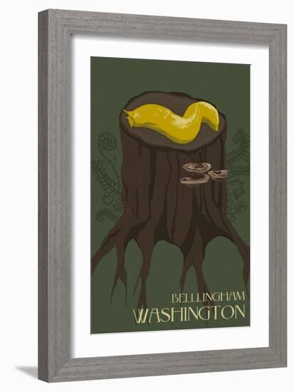 Bellingham, Washington - Banana Slug-Lantern Press-Framed Art Print