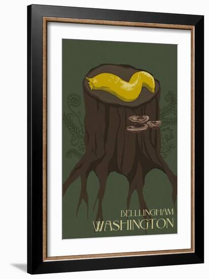 Bellingham, Washington - Banana Slug-Lantern Press-Framed Art Print