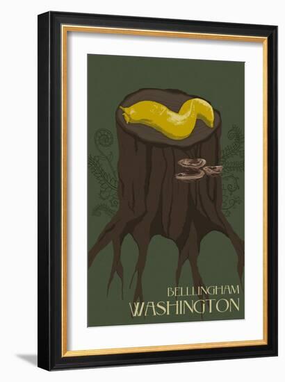 Bellingham, Washington - Banana Slug-Lantern Press-Framed Art Print