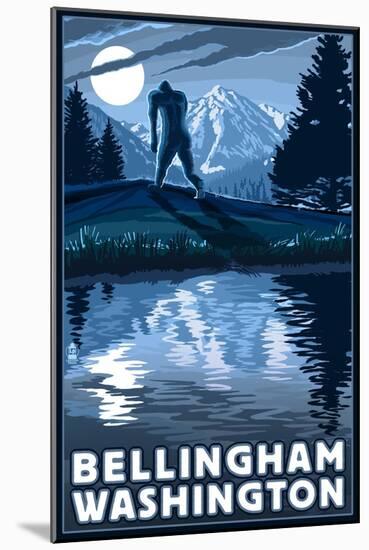 Bellingham, Washington - Bigfoot and Mountain-Lantern Press-Mounted Art Print