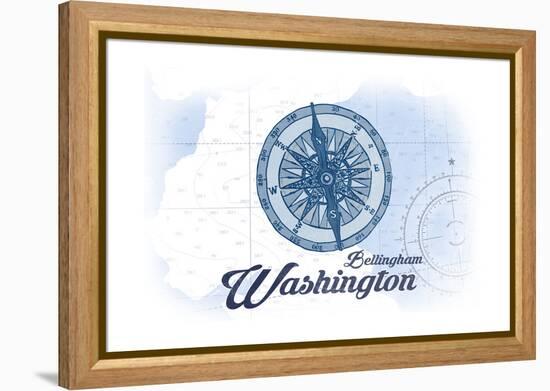 Bellingham, Washington - Compass - Blue - Coastal Icon-Lantern Press-Framed Stretched Canvas