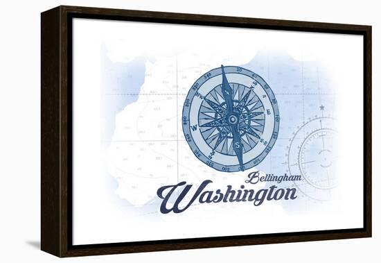 Bellingham, Washington - Compass - Blue - Coastal Icon-Lantern Press-Framed Stretched Canvas