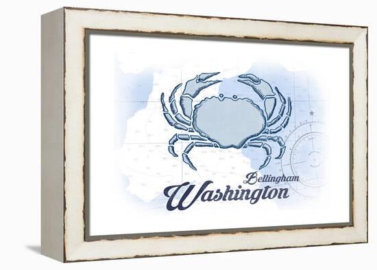Bellingham, Washington - Crab - Blue - Coastal Icon-Lantern Press-Framed Stretched Canvas