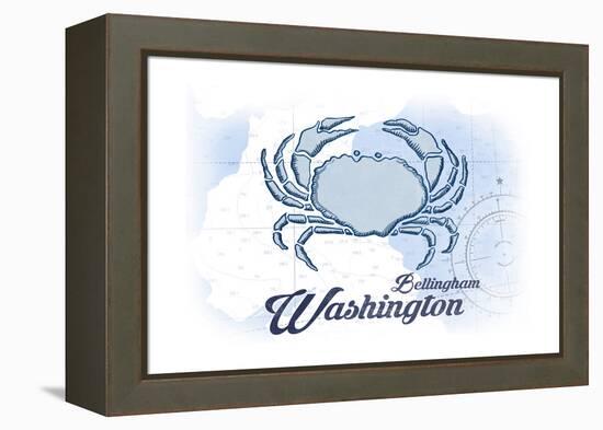 Bellingham, Washington - Crab - Blue - Coastal Icon-Lantern Press-Framed Stretched Canvas