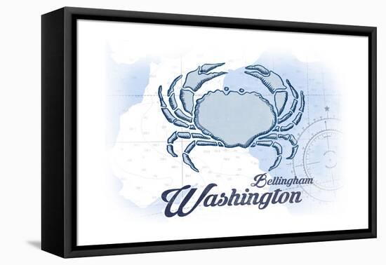 Bellingham, Washington - Crab - Blue - Coastal Icon-Lantern Press-Framed Stretched Canvas