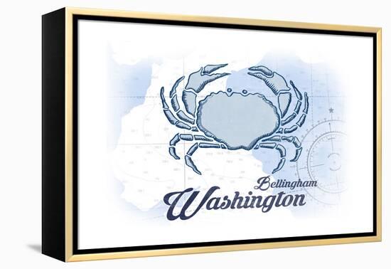 Bellingham, Washington - Crab - Blue - Coastal Icon-Lantern Press-Framed Stretched Canvas