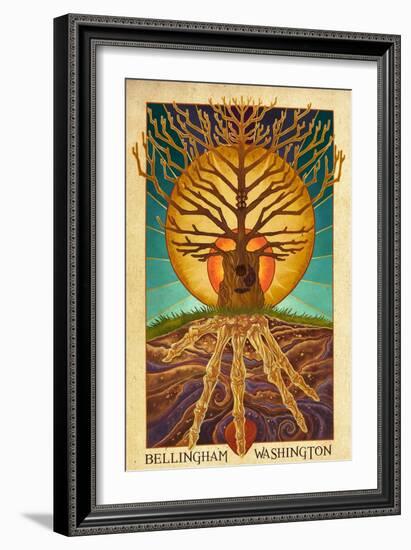 Bellingham, Washington - Guitar Tree-Lantern Press-Framed Art Print