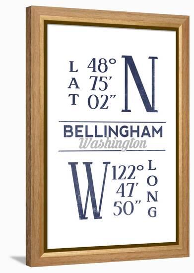 Bellingham, Washington - Latitude and Longitude (Blue)-Lantern Press-Framed Stretched Canvas