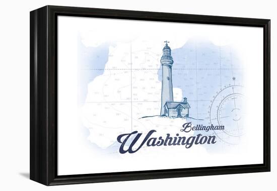 Bellingham, Washington - Lighthouse - Blue - Coastal Icon-Lantern Press-Framed Stretched Canvas