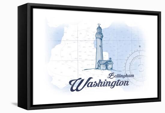 Bellingham, Washington - Lighthouse - Blue - Coastal Icon-Lantern Press-Framed Stretched Canvas