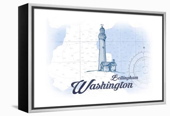 Bellingham, Washington - Lighthouse - Blue - Coastal Icon-Lantern Press-Framed Stretched Canvas