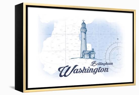 Bellingham, Washington - Lighthouse - Blue - Coastal Icon-Lantern Press-Framed Stretched Canvas