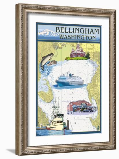 Bellingham, Washington - Nautical Chart-Lantern Press-Framed Art Print