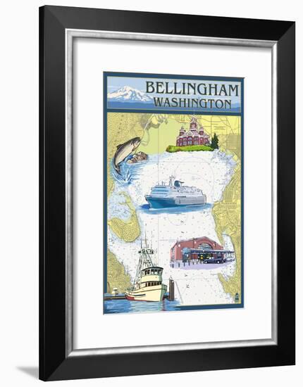 Bellingham, Washington - Nautical Chart-Lantern Press-Framed Art Print