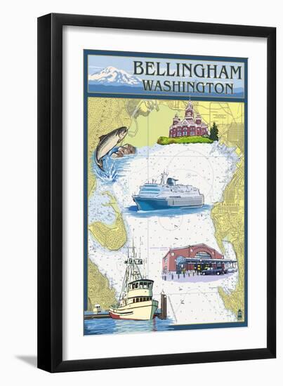 Bellingham, Washington - Nautical Chart-Lantern Press-Framed Art Print