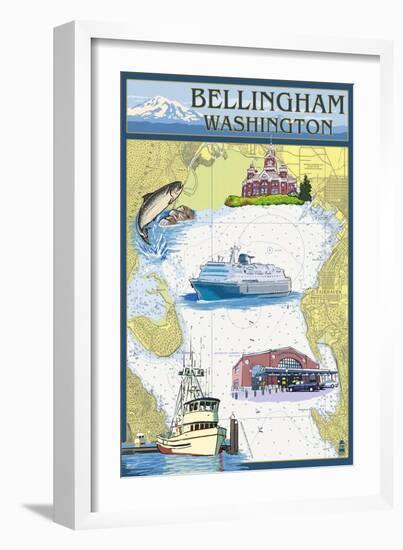 Bellingham, Washington - Nautical Chart-Lantern Press-Framed Art Print