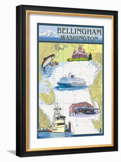 Bellingham, Washington - Nautical Chart-Lantern Press-Framed Art Print