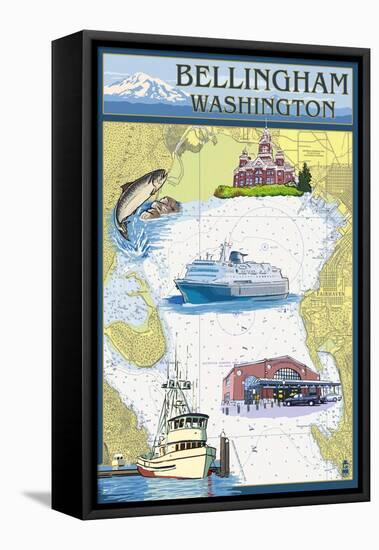 Bellingham, Washington - Nautical Chart-Lantern Press-Framed Stretched Canvas
