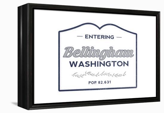 Bellingham, Washington - Now Entering (Blue)-Lantern Press-Framed Stretched Canvas