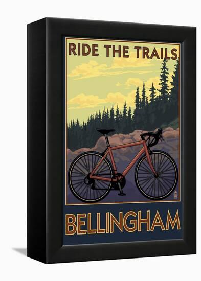 Bellingham, Washington - Ride the Trails-Lantern Press-Framed Stretched Canvas