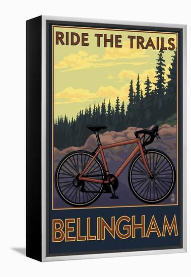 Bellingham, Washington - Ride the Trails-Lantern Press-Framed Stretched Canvas