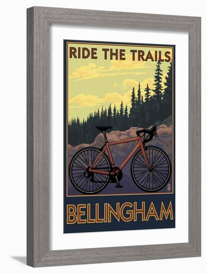 Bellingham, Washington - Ride the Trails-Lantern Press-Framed Art Print