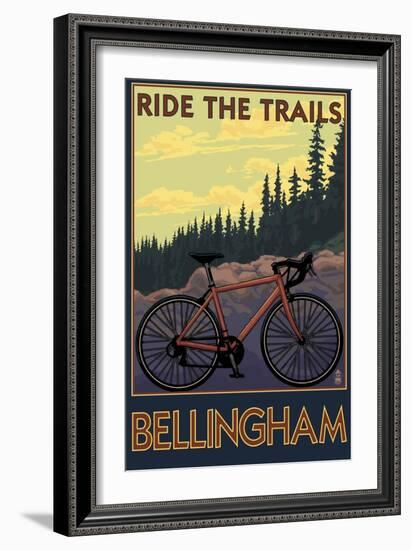 Bellingham, Washington - Ride the Trails-Lantern Press-Framed Art Print