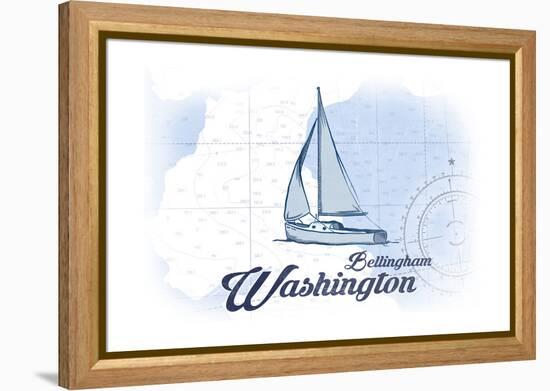 Bellingham, Washington - Sailboat - Blue - Coastal Icon-Lantern Press-Framed Stretched Canvas