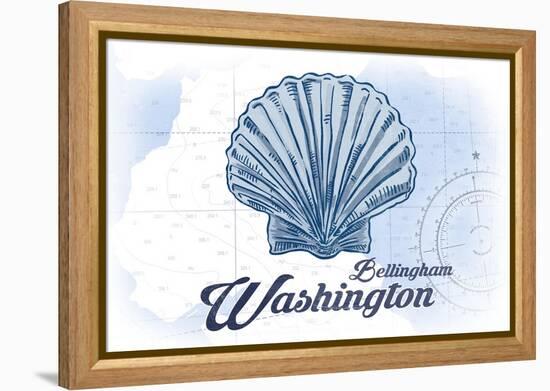 Bellingham, Washington - Scallop Shell - Blue - Coastal Icon-Lantern Press-Framed Stretched Canvas