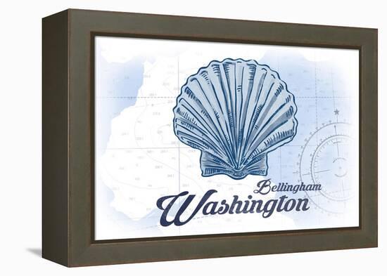 Bellingham, Washington - Scallop Shell - Blue - Coastal Icon-Lantern Press-Framed Stretched Canvas