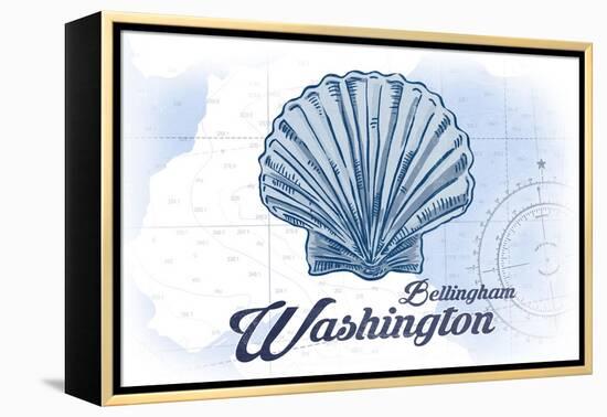 Bellingham, Washington - Scallop Shell - Blue - Coastal Icon-Lantern Press-Framed Stretched Canvas